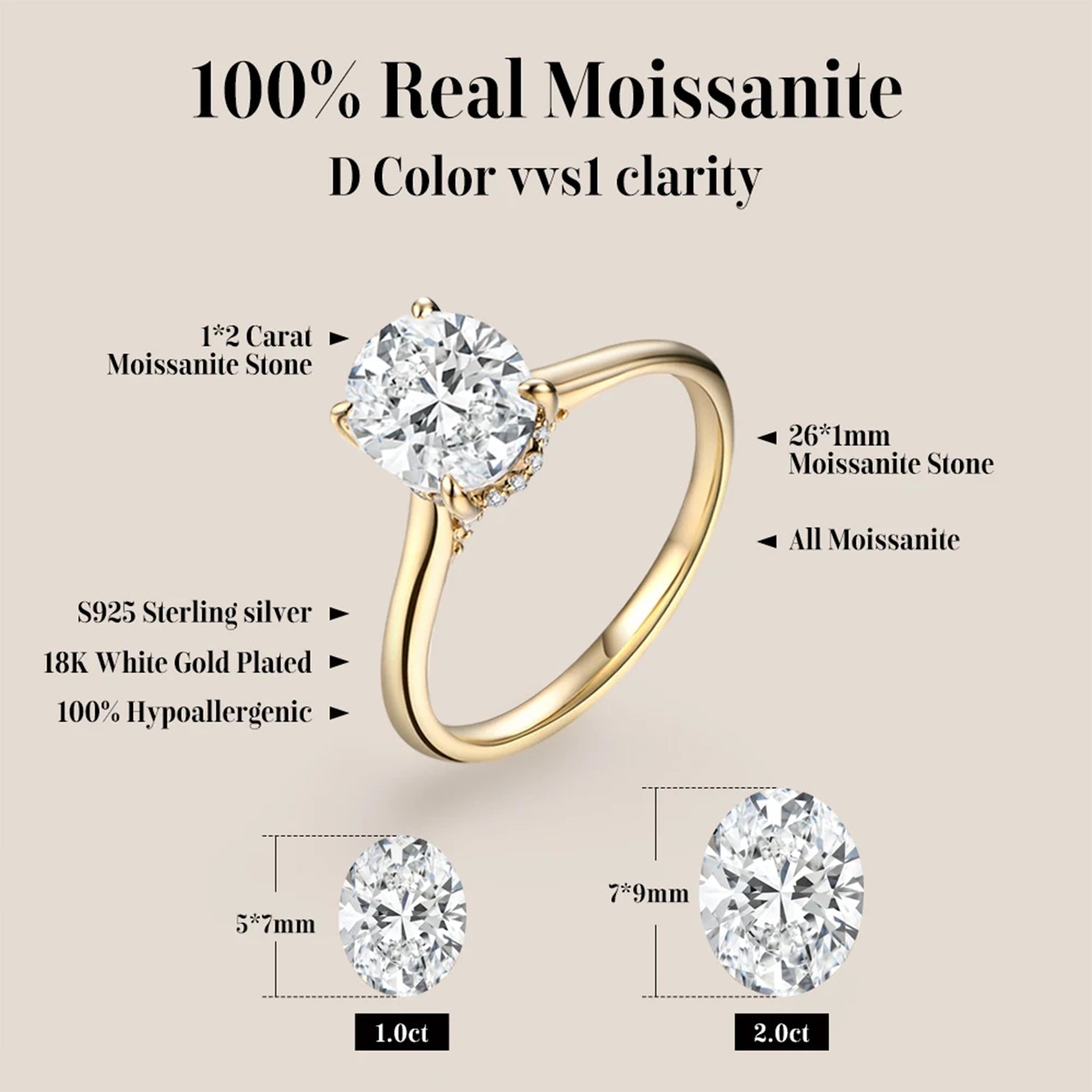 Eterna Oval Moissanite Wedding Ring